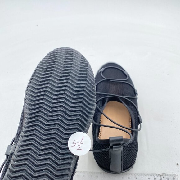 Black Mesh Womens Round Toe Ballet Flats Lace Up Comfort Shoes - Picture 5 of 6